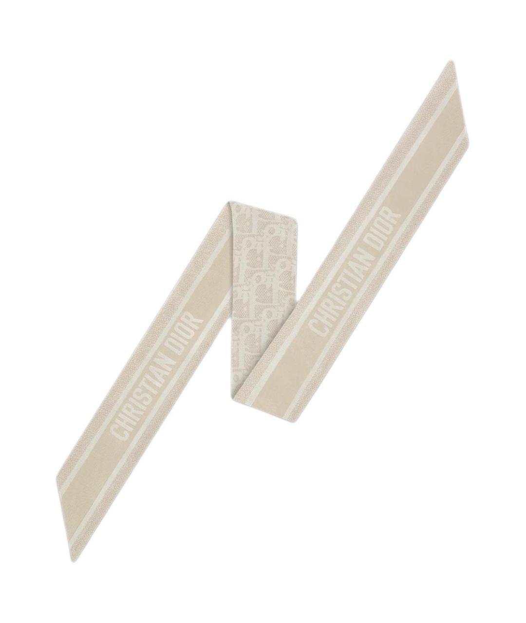 CHRISTIAN DIOR Бежевый шелковый шарф, фото 2