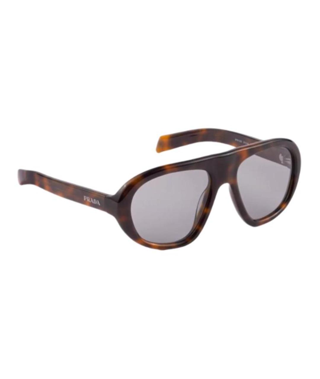 PRADA Коричневые пластиковые солнцезащитные очки, фото 2
