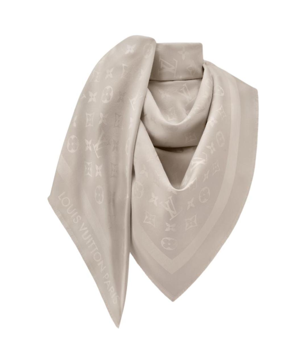 LOUIS VUITTON Бежевый шерстяной шарф, фото 2