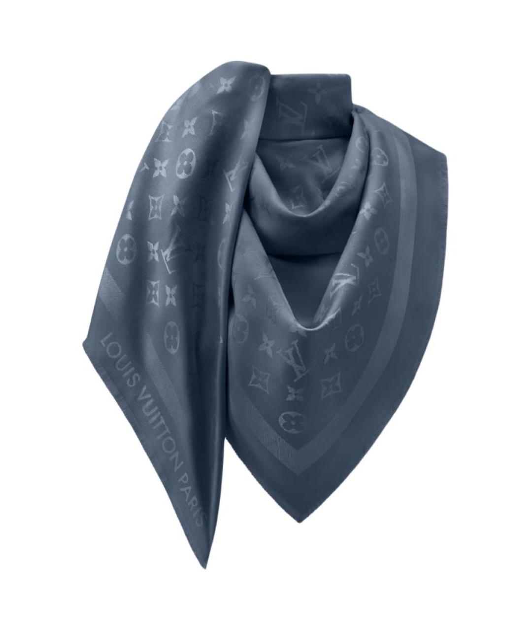LOUIS VUITTON Синий шерстяной шарф, фото 2