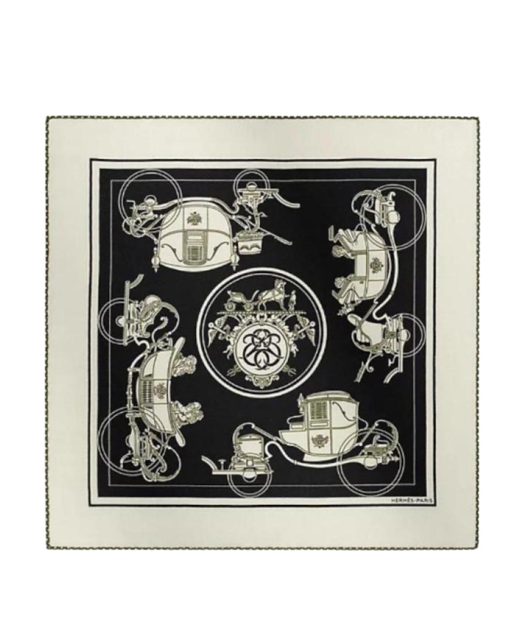 HERMES Белый кашемировый шарф, фото 1