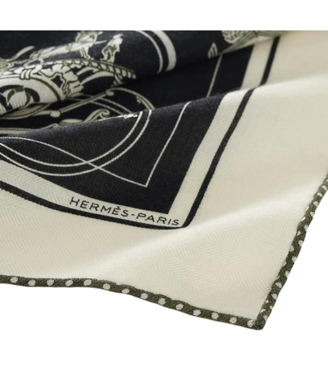 HERMES Белый кашемировый шарф, фото 2