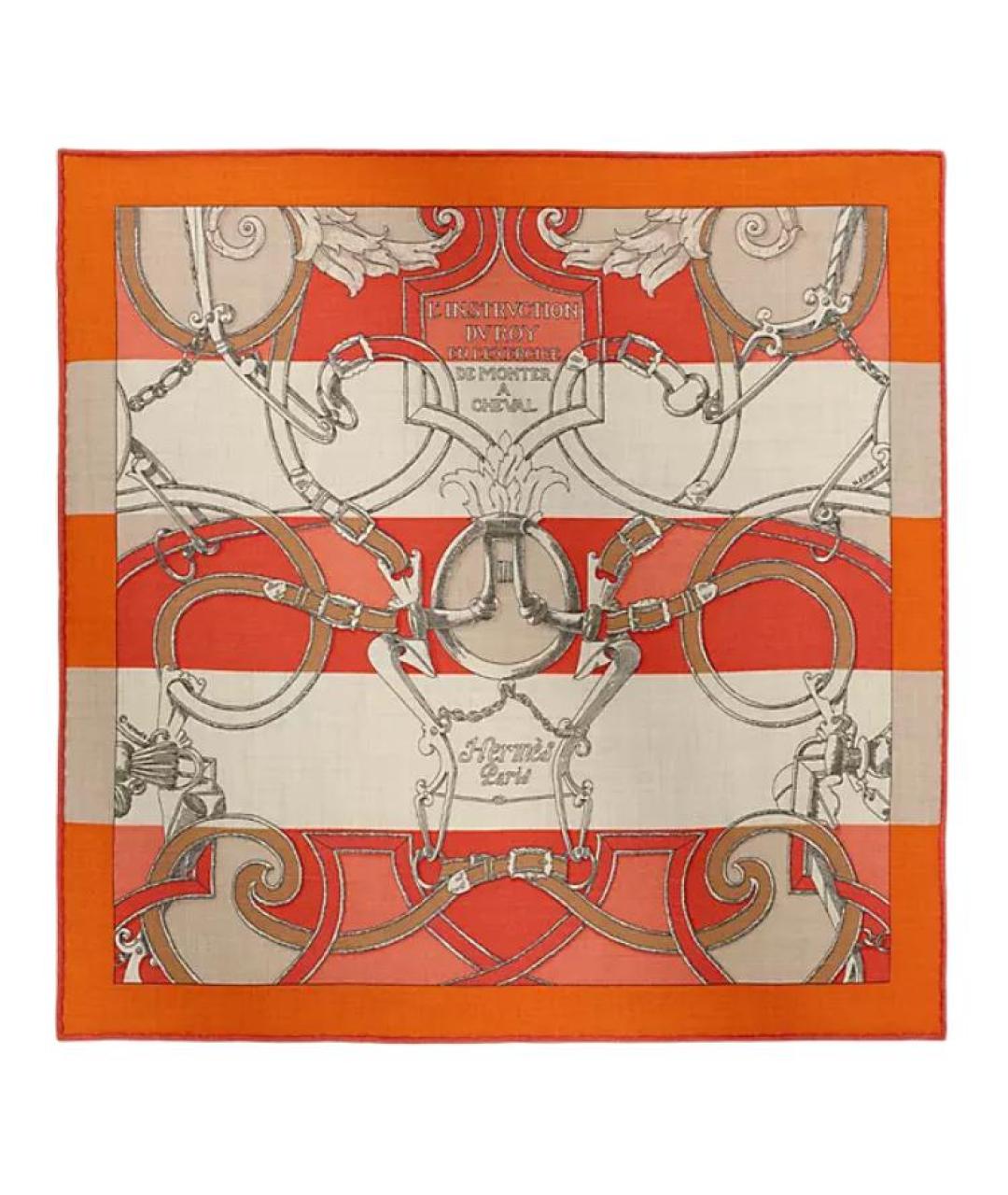 HERMES Оранжевый кашемировый шарф, фото 1