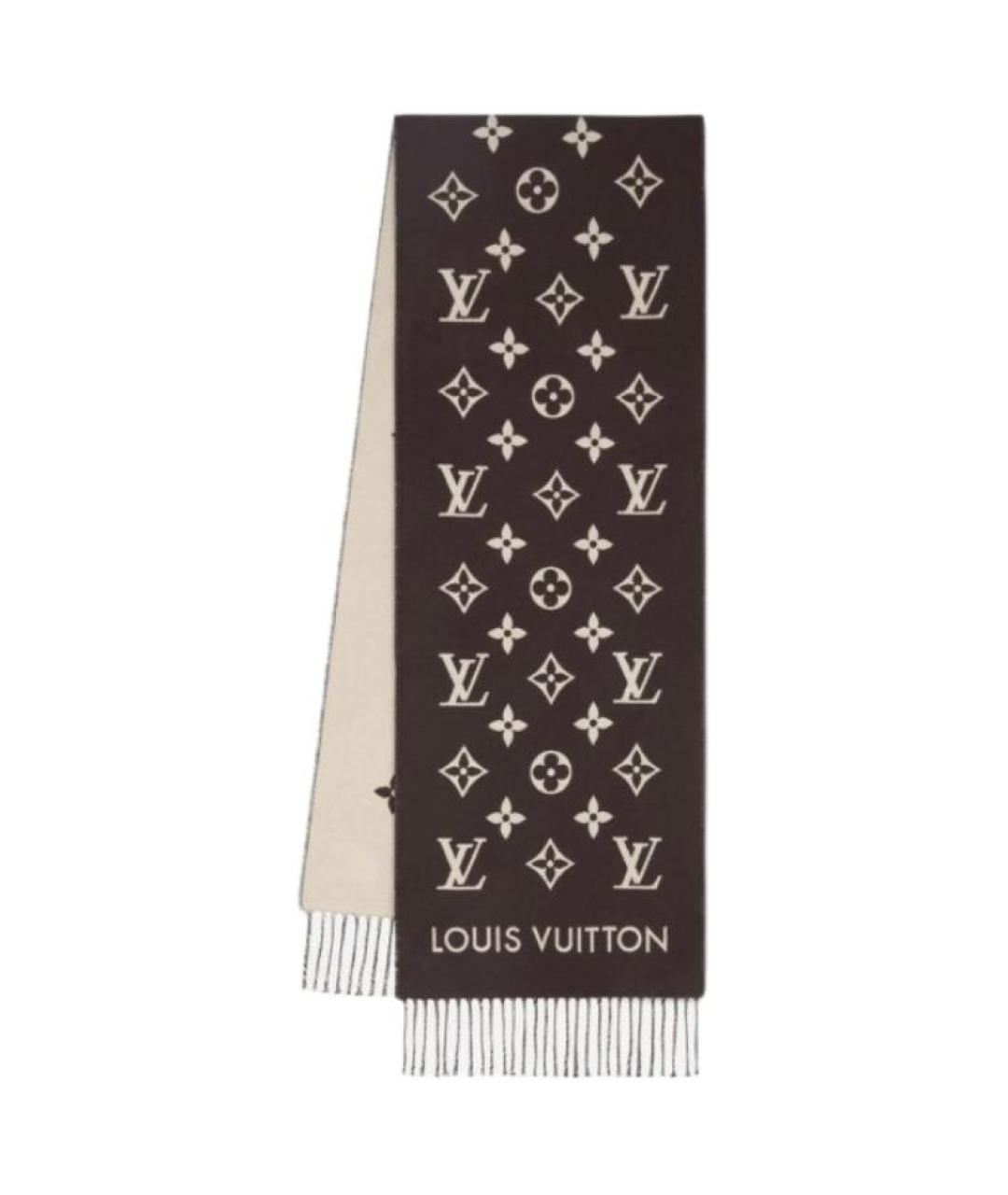 LOUIS VUITTON Коричневый шерстяной шарф, фото 1