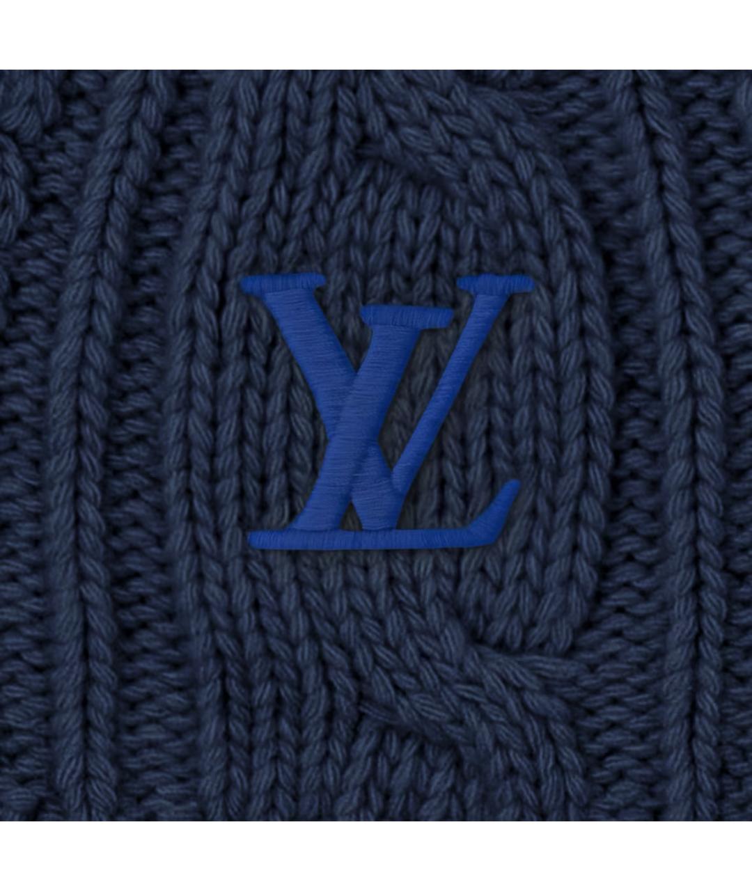 LOUIS VUITTON Синий шерстяной шарф, фото 3