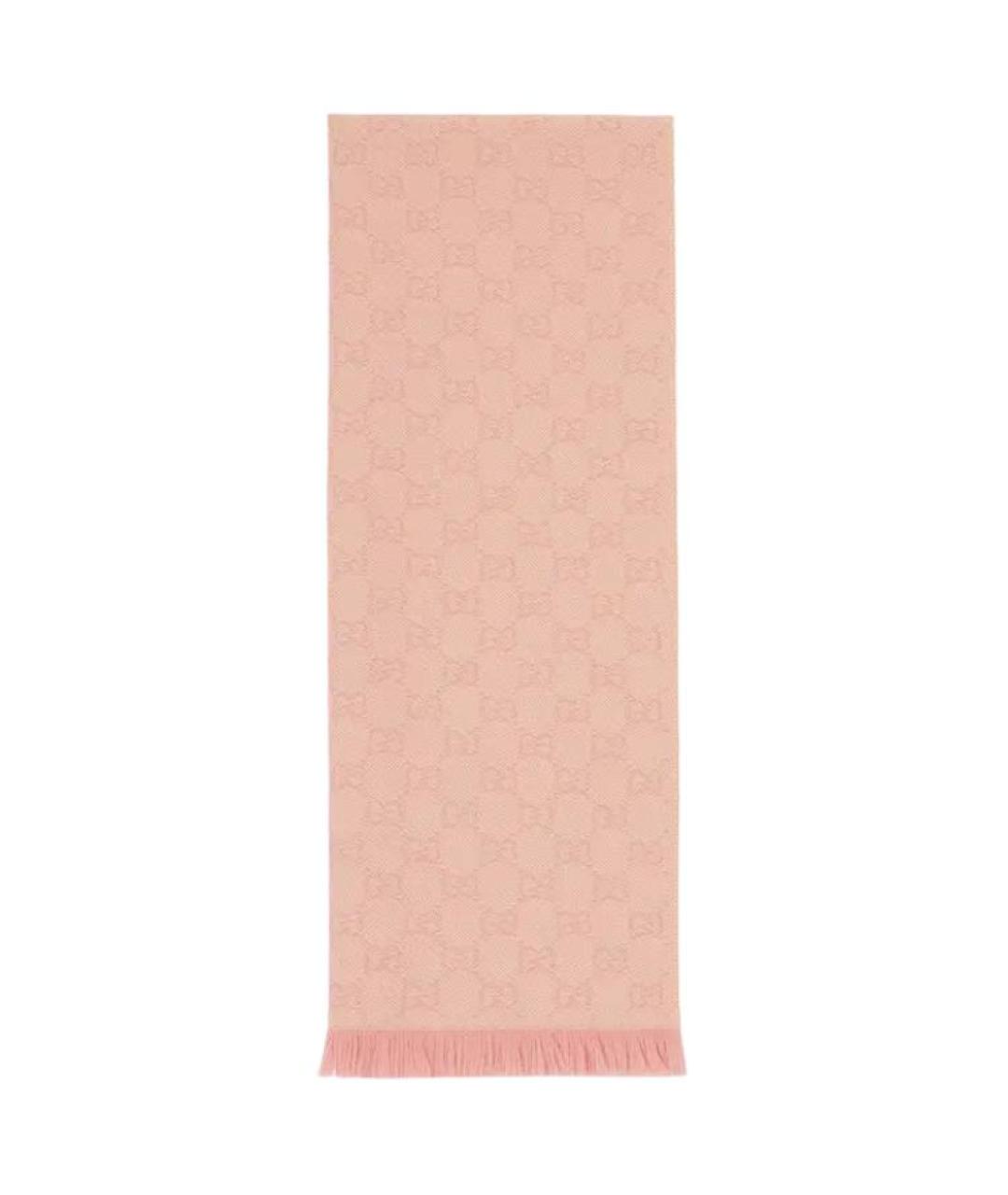 GUCCI Розовый шерстяной шарф, фото 2
