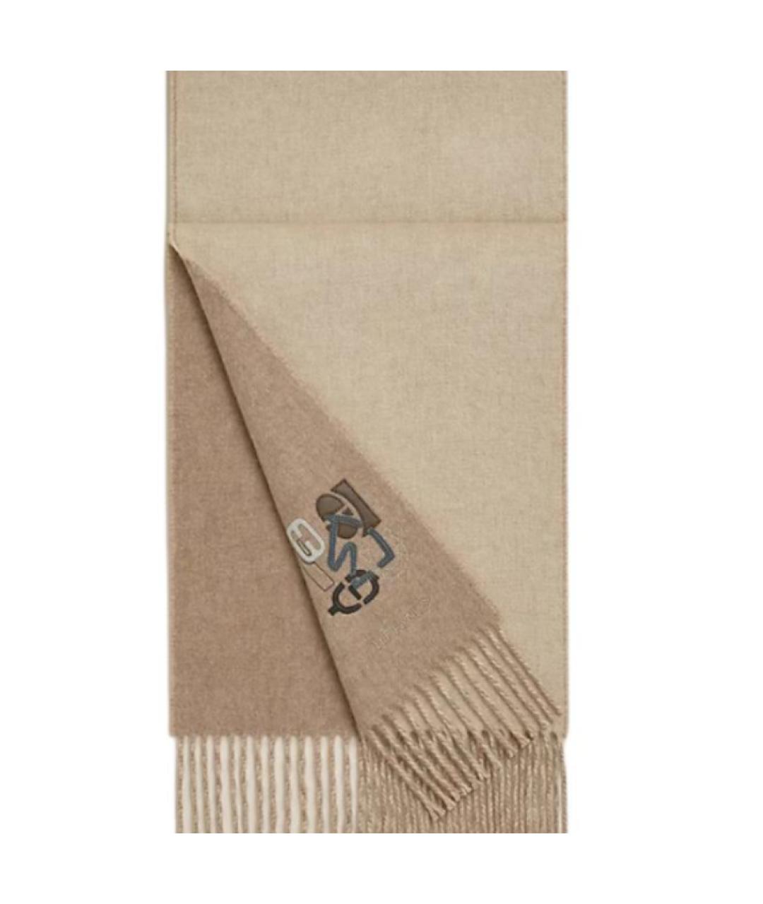 HERMES Бежевый кашемировый шарф, фото 2