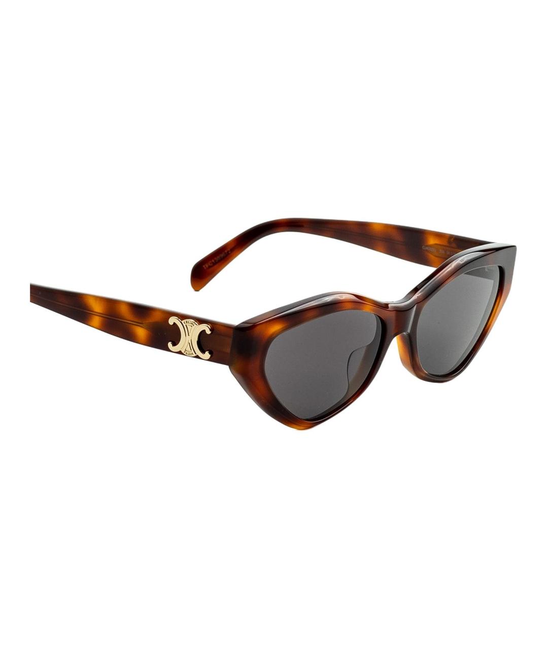 CELINE Коричневые пластиковые солнцезащитные очки, фото 3
