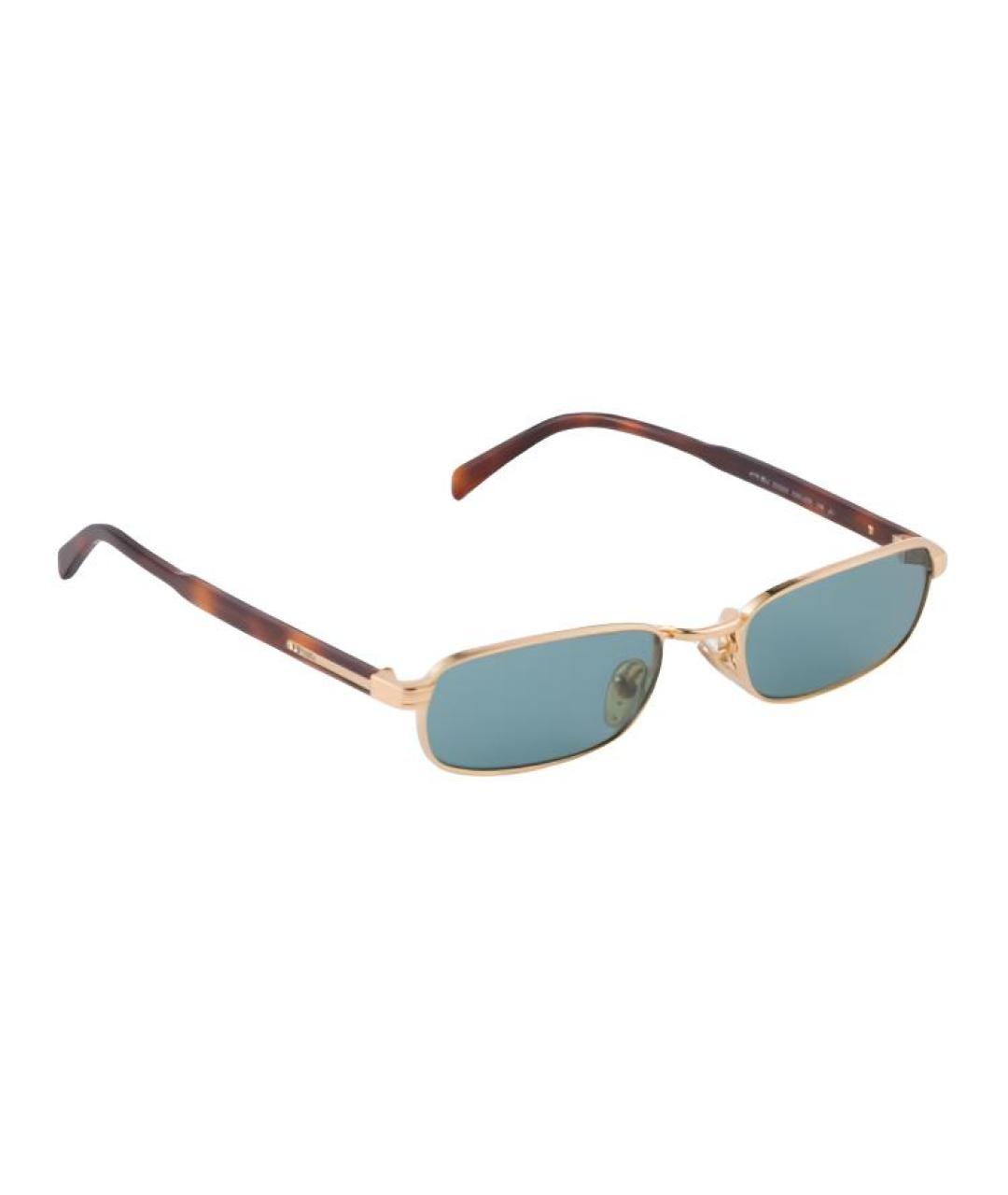 PRADA Золотые металлические солнцезащитные очки, фото 2