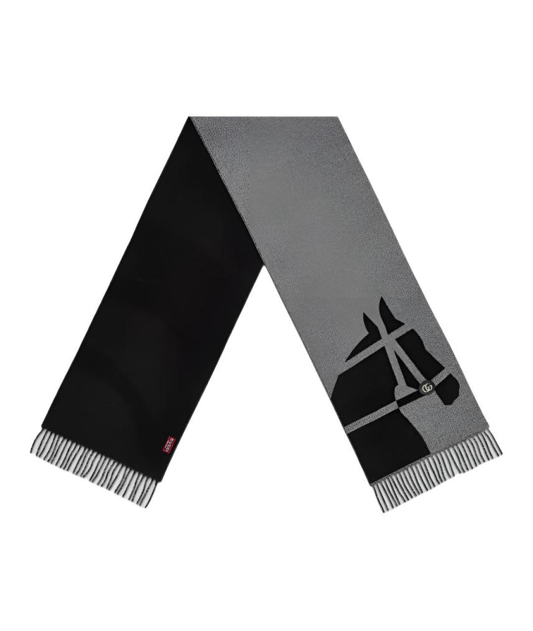 GUCCI Серый шерстяной шарф, фото 1