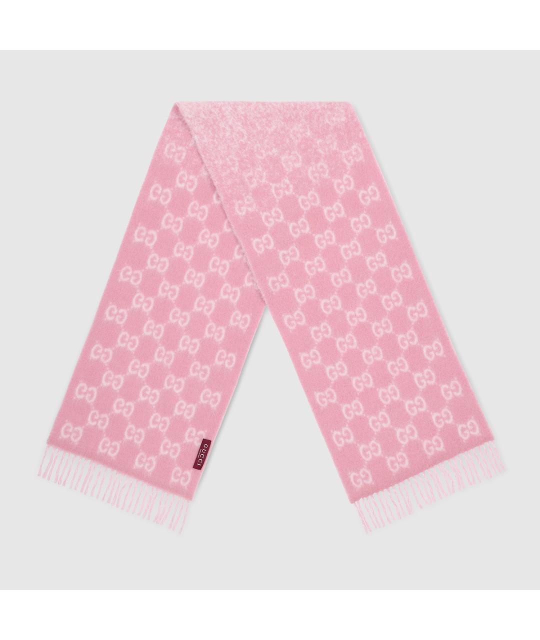 GUCCI Розовый шерстяной шарф, фото 2