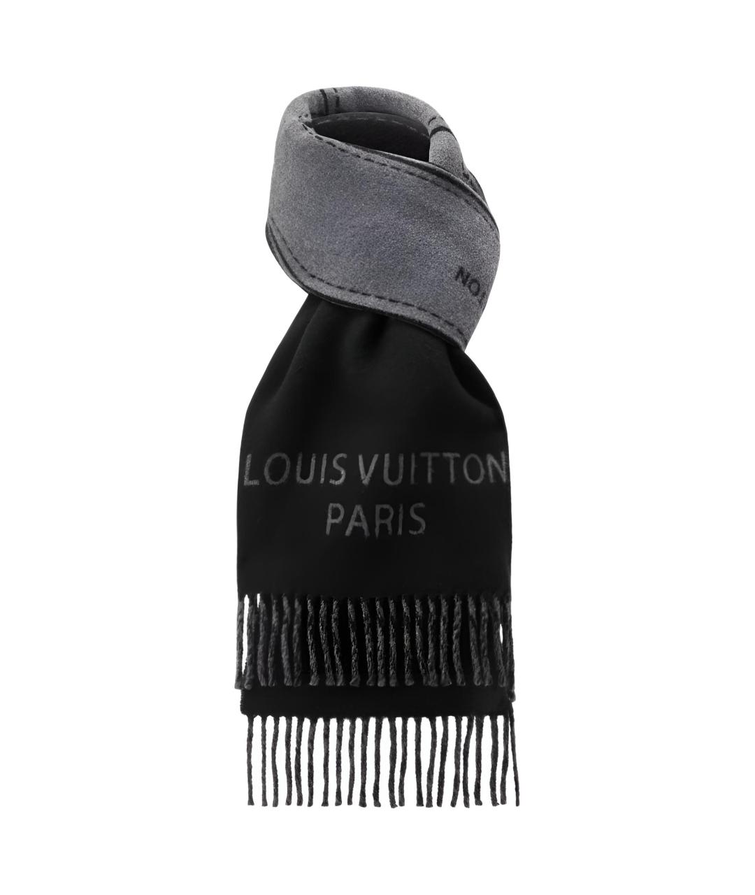 LOUIS VUITTON Черный шерстяной шарф, фото 2