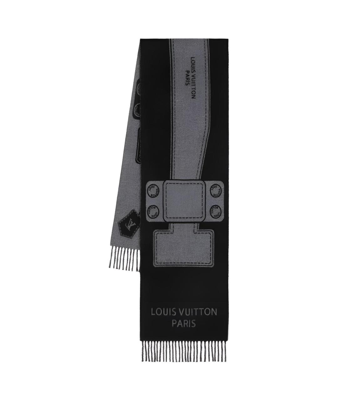 LOUIS VUITTON Черный шерстяной шарф, фото 1
