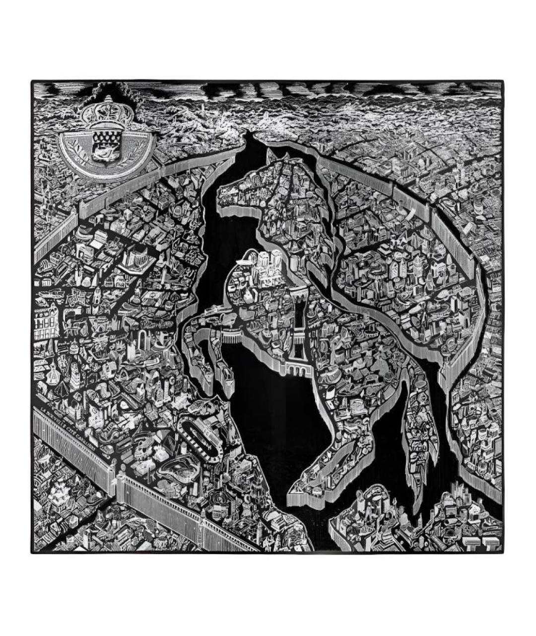 HERMES Мульти шелковый шарф, фото 1