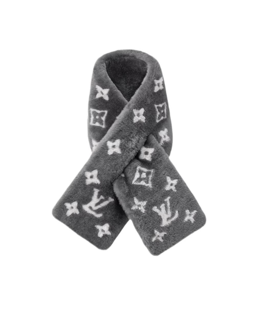 LOUIS VUITTON Серый шарф, фото 5