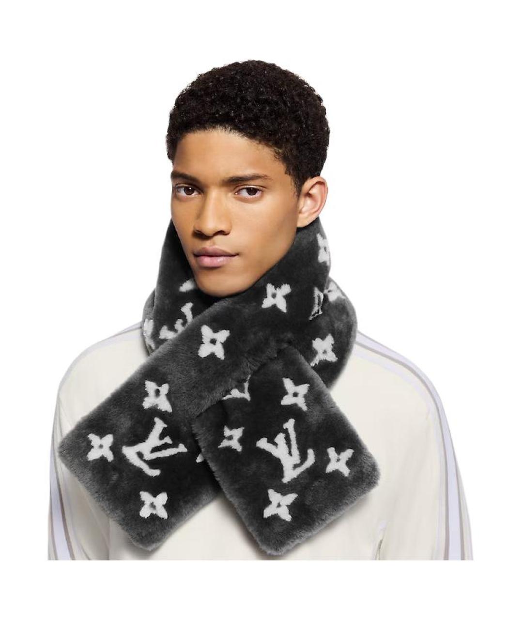LOUIS VUITTON Серый шарф, фото 4