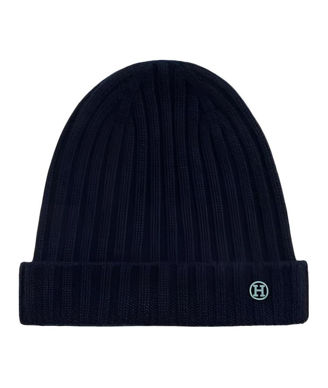 HERMES Синяя кашемировая шапка, фото 1