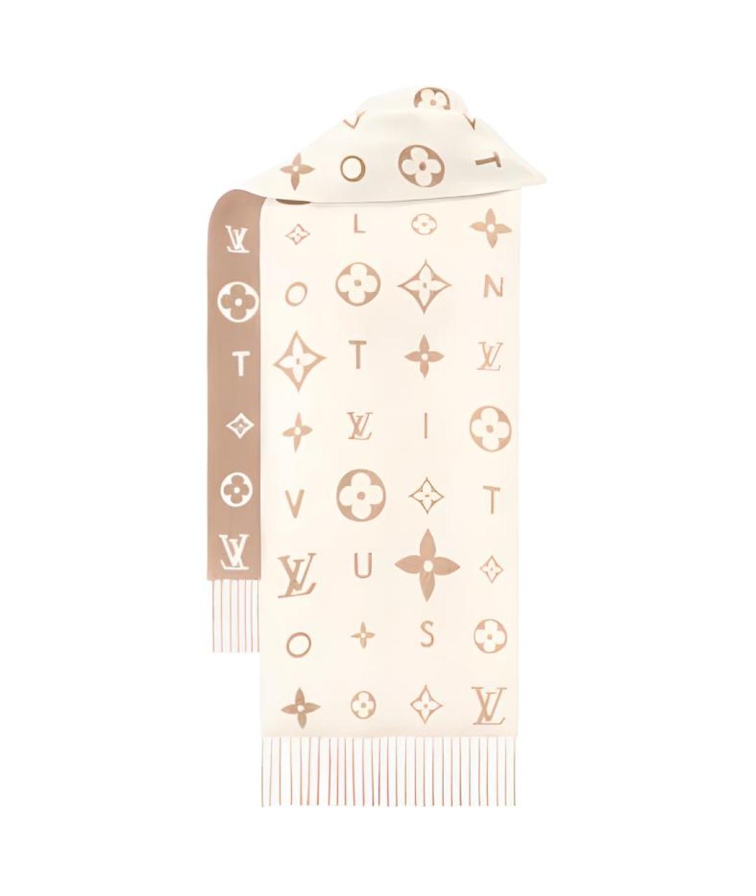 LOUIS VUITTON Бежевый кашемировый шарф, фото 2