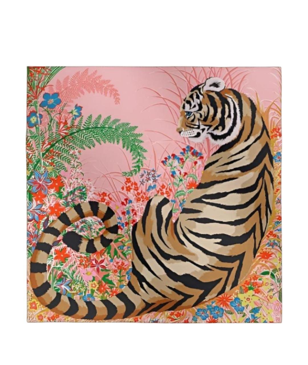 HERMES Розовый шелковый шарф, фото 1