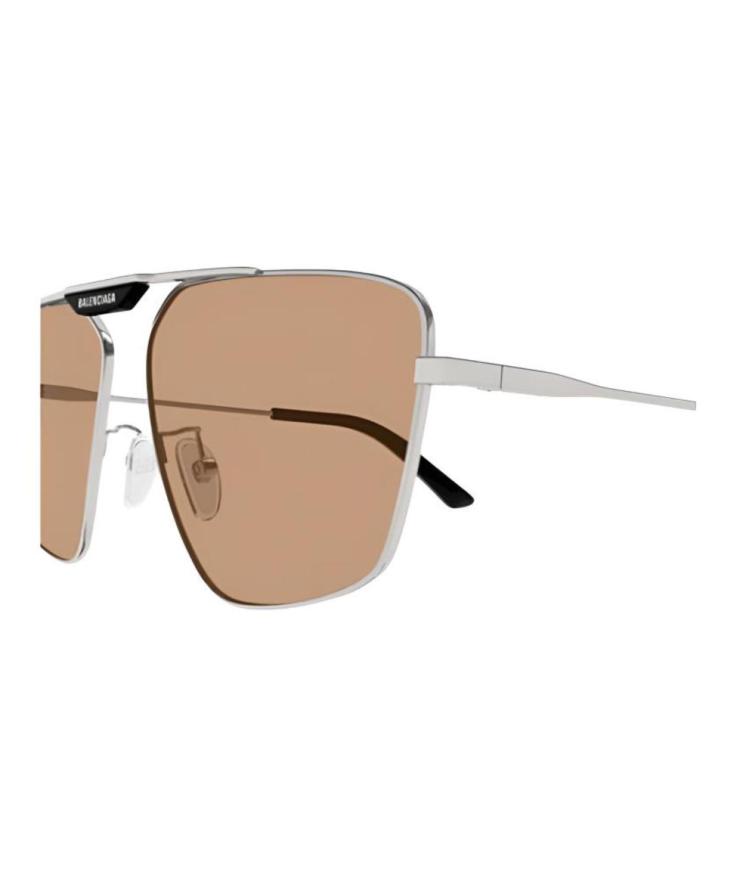 BALENCIAGA Серебряные металлические солнцезащитные очки, фото 3
