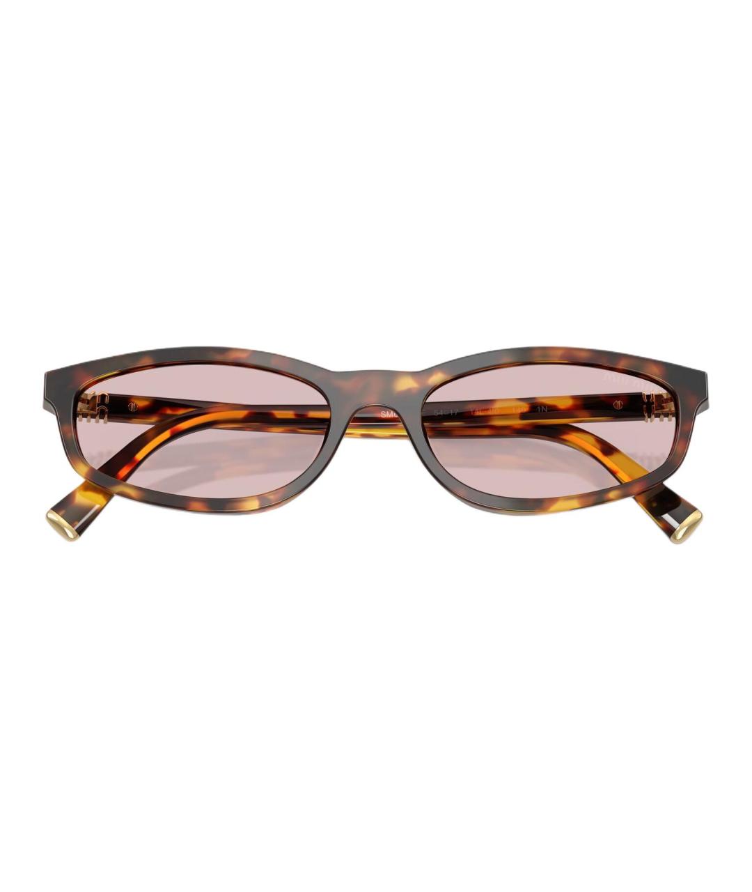 MIU MIU Коричневые пластиковые солнцезащитные очки, фото 4