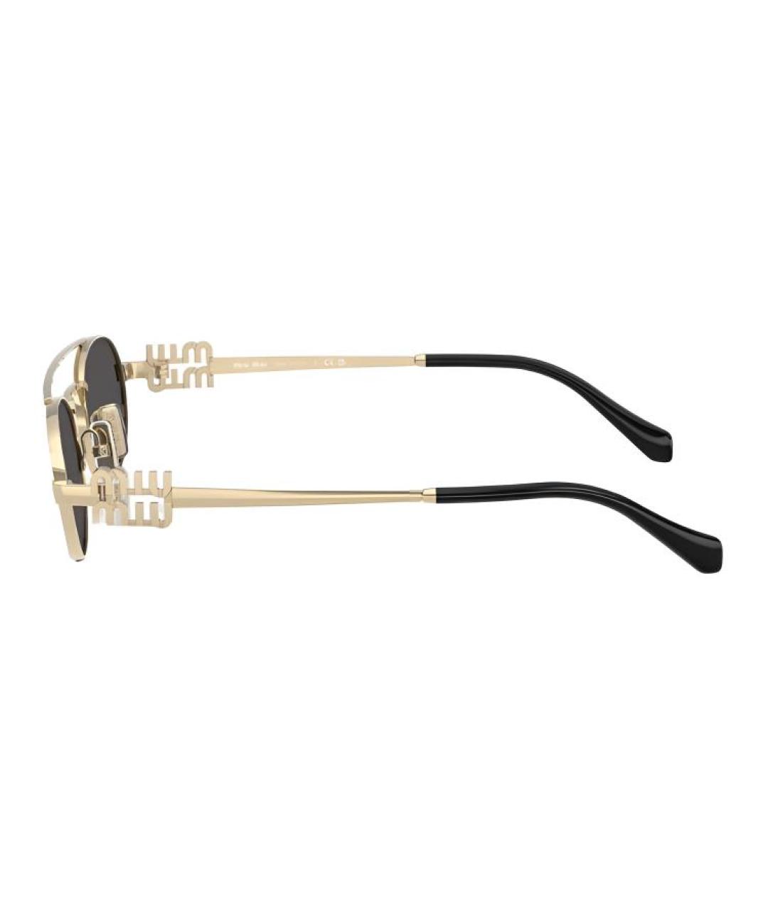 MIU MIU Золотые металлические солнцезащитные очки, фото 3