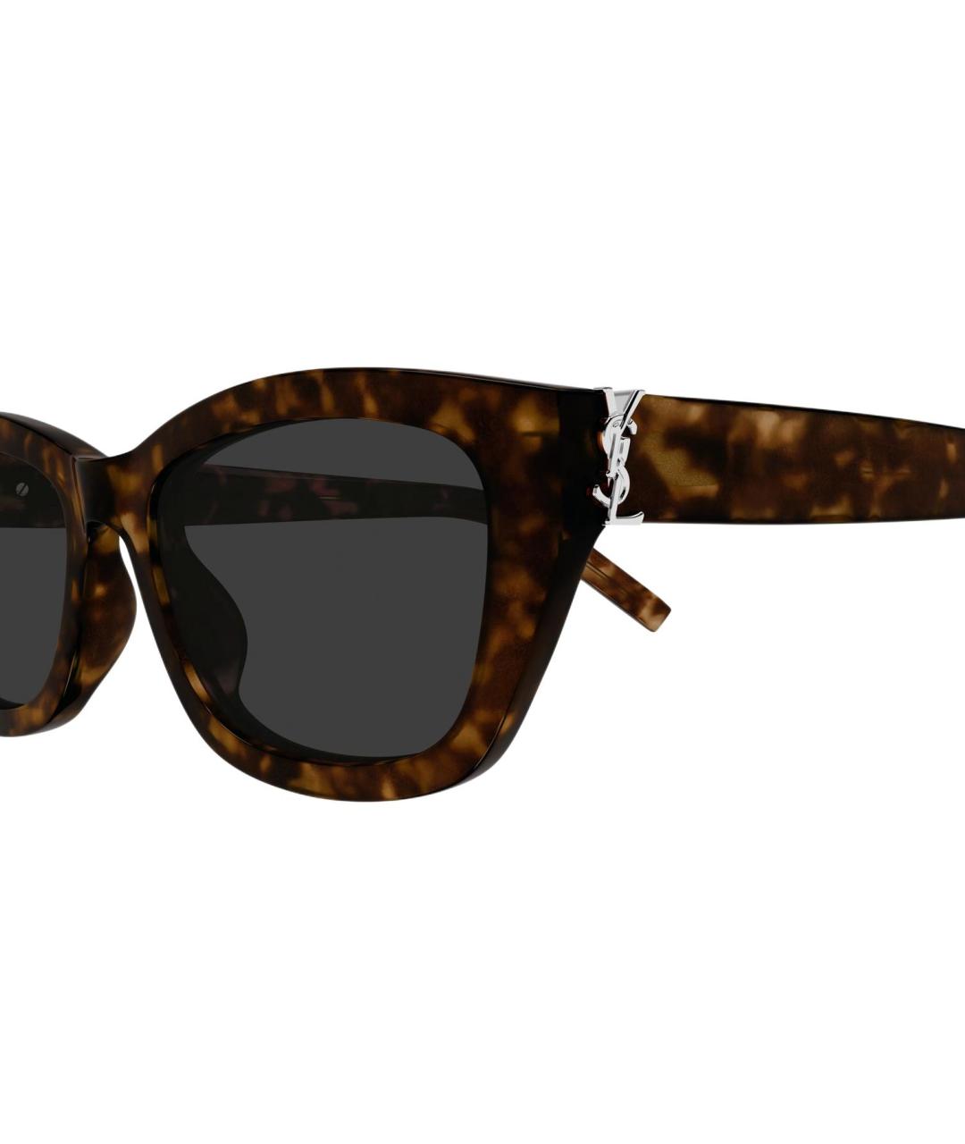 SAINT LAURENT Коричневые пластиковые солнцезащитные очки, фото 3