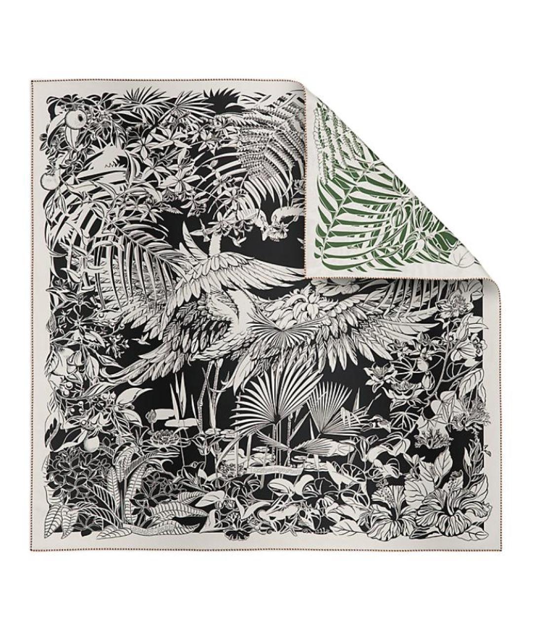 HERMES Черный шелковый шарф, фото 2