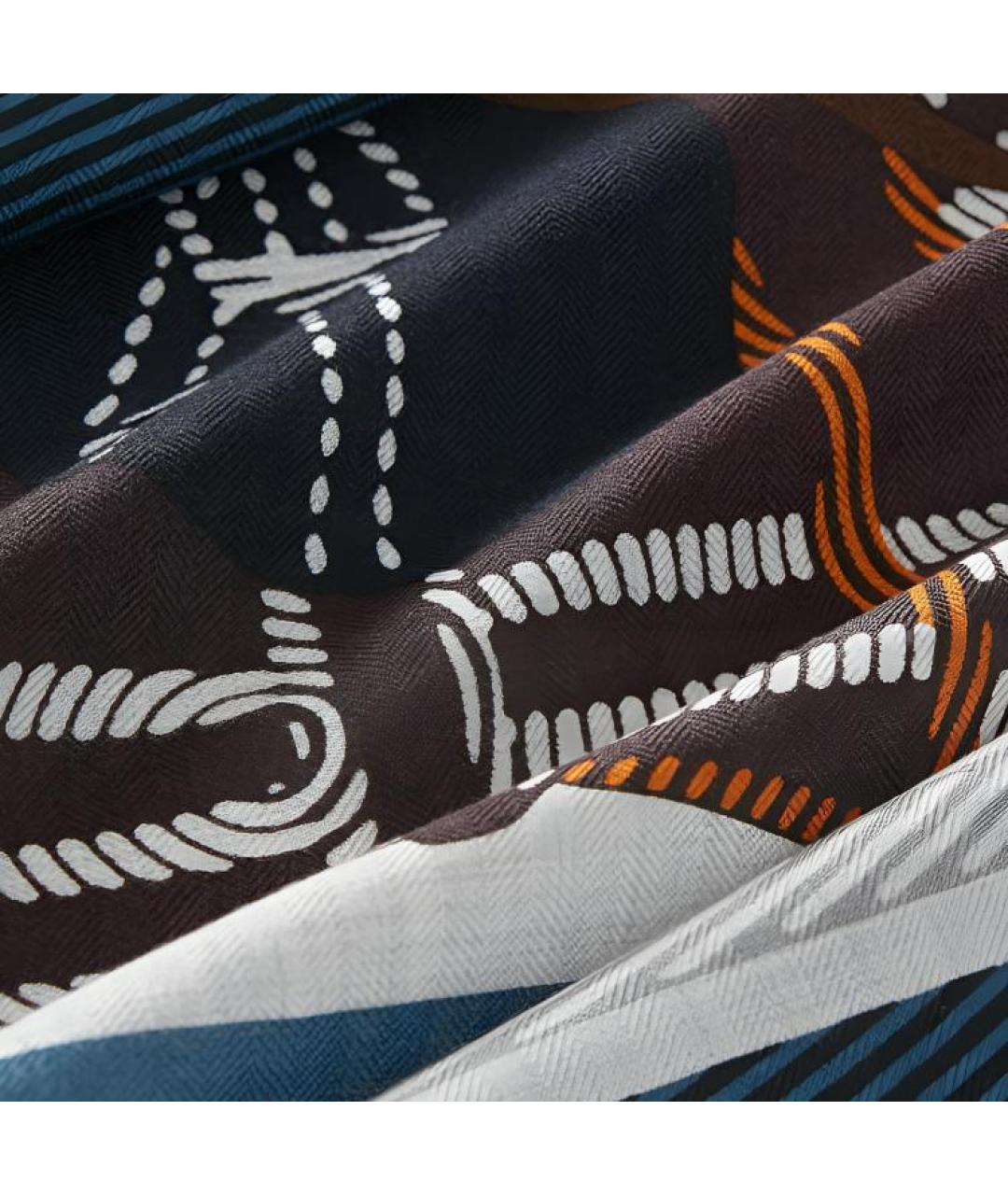 HERMES Черный шелковый шарф, фото 2