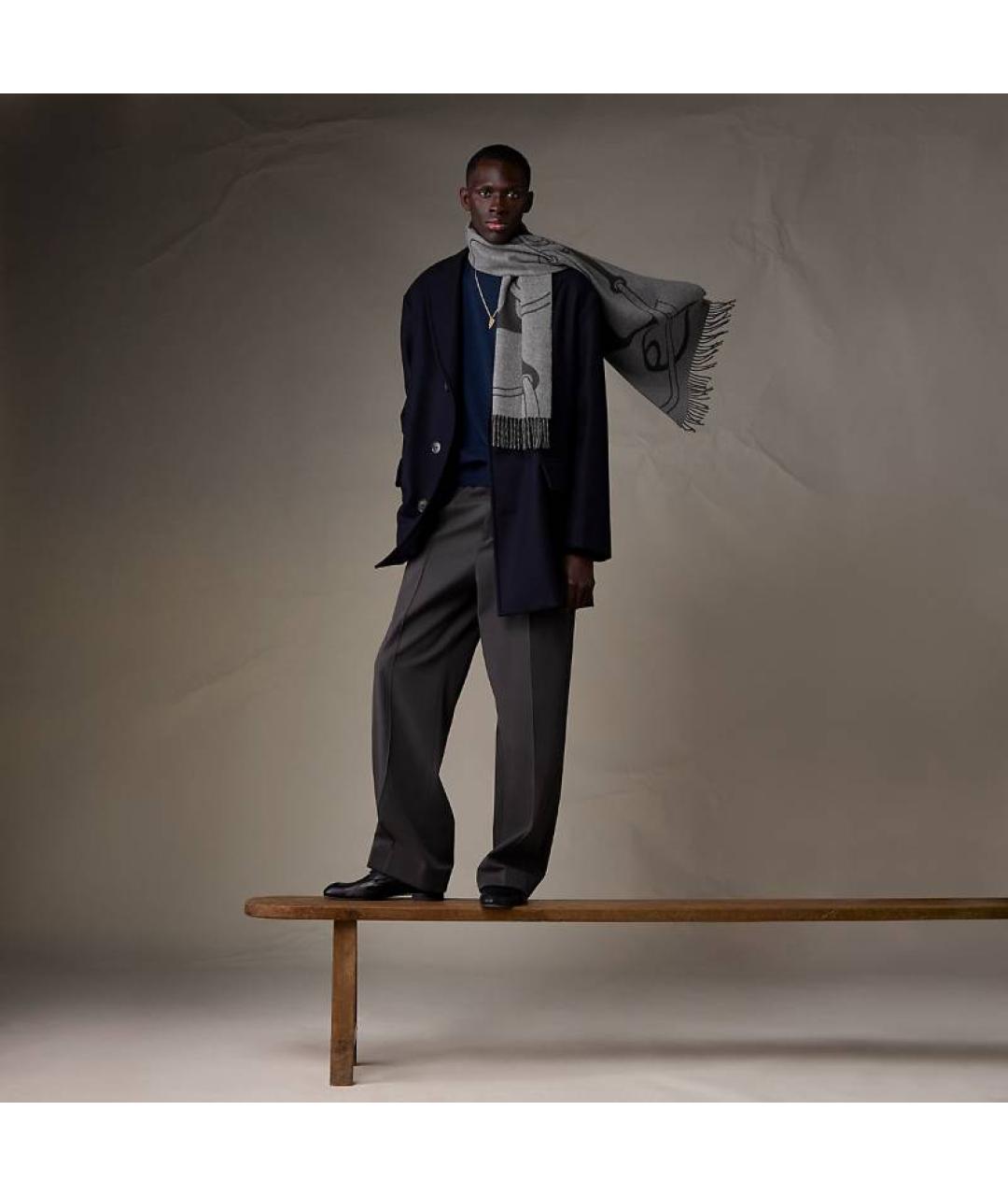 HERMES Серый шарф, фото 3