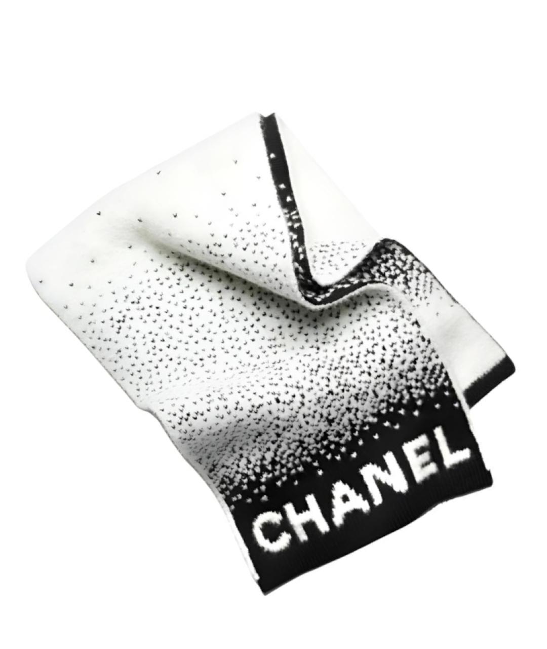 CHANEL Белый кашемировый шарф, фото 3