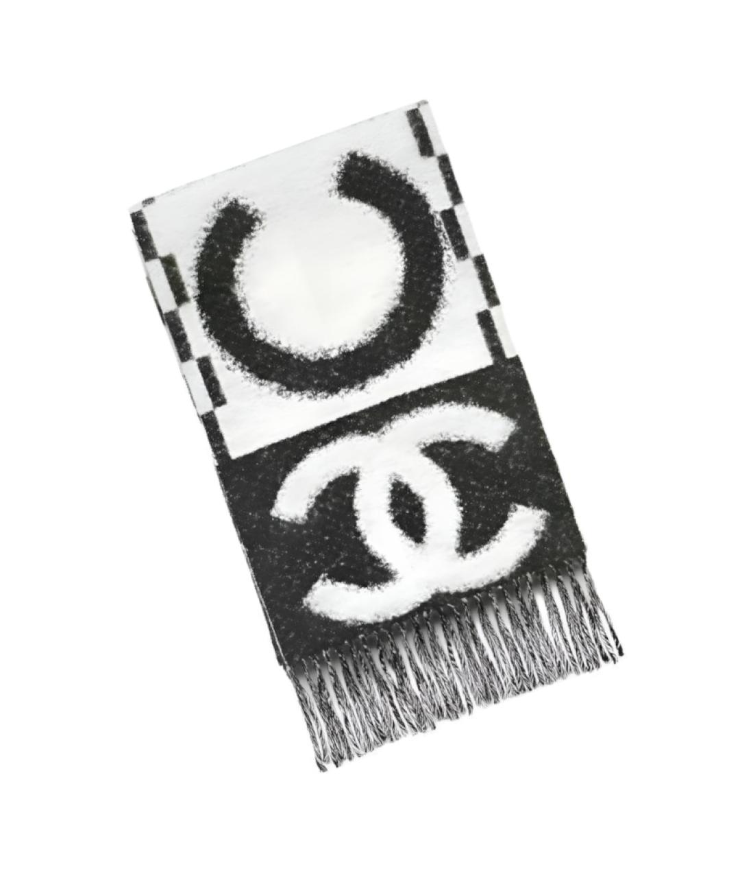 CHANEL Белый кашемировый шарф, фото 3