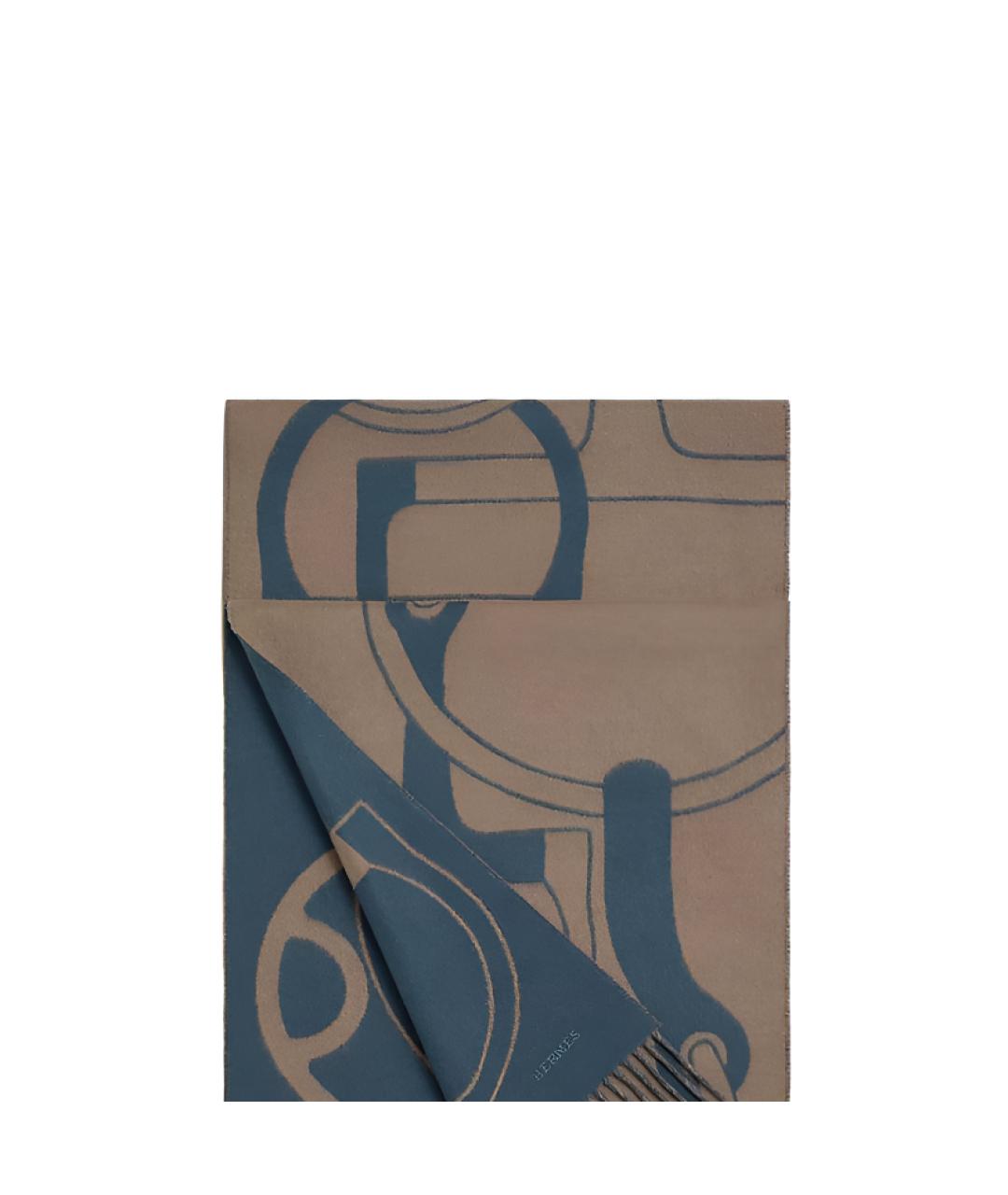 HERMES Серый кашемировый шарф, фото 2