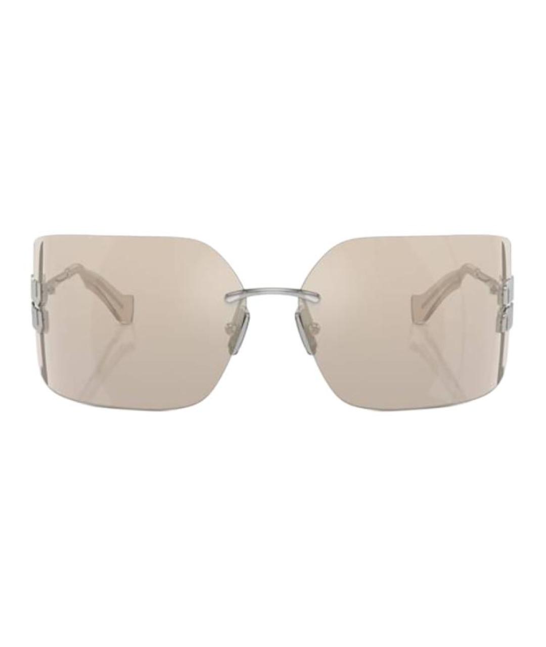 MIU MIU Серебряные металлические солнцезащитные очки, фото 2