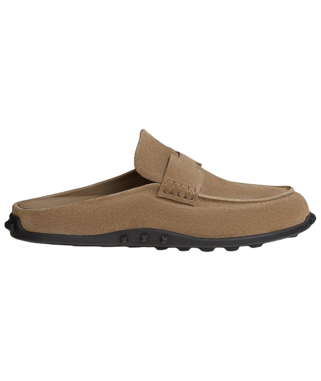 HERMES Коричневые замшевые лоферы, фото 1