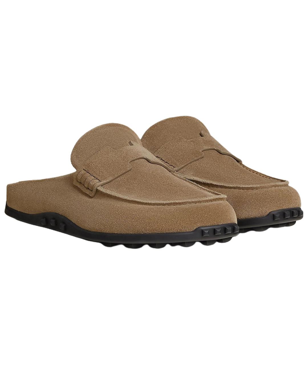 HERMES Коричневые замшевые лоферы, фото 3