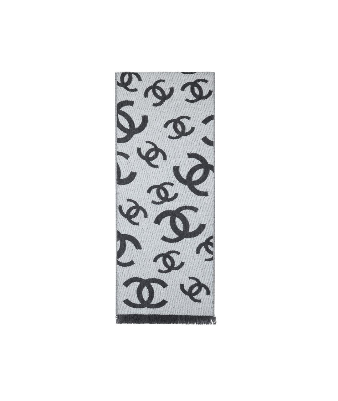 CHANEL Черный шерстяной шарф, фото 2