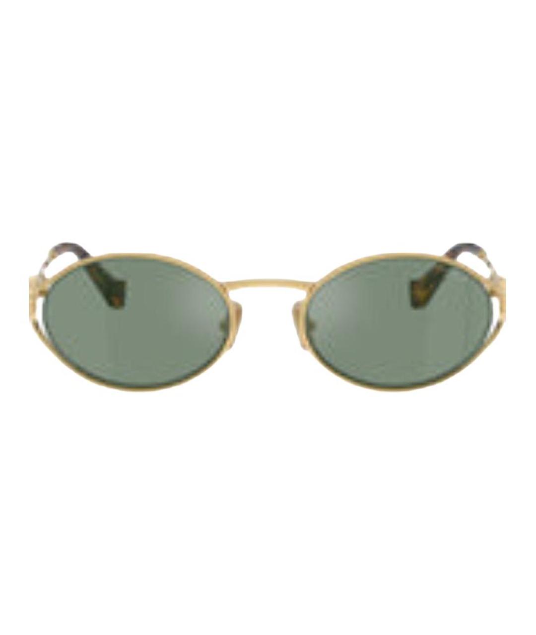 MIU MIU Золотые металлические солнцезащитные очки, фото 2