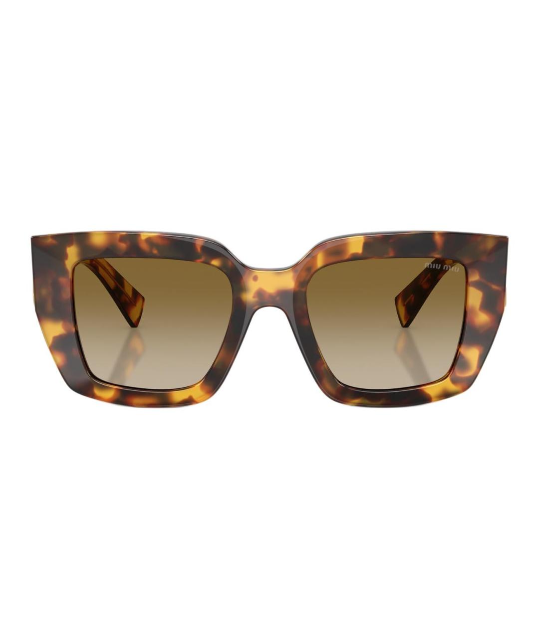 MIU MIU Коричневые пластиковые солнцезащитные очки, фото 2