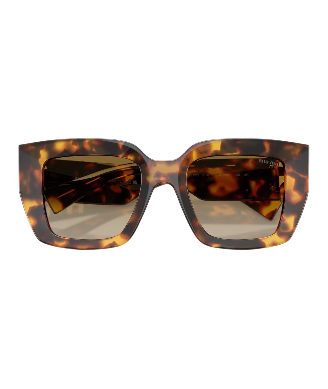 MIU MIU Коричневые пластиковые солнцезащитные очки, фото 3