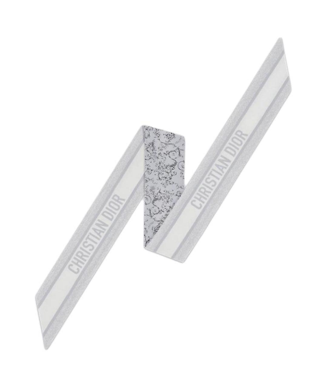 CHRISTIAN DIOR Серый шелковый шарф, фото 2