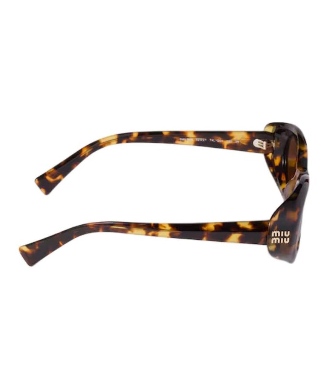 MIU MIU Коричневые пластиковые солнцезащитные очки, фото 3