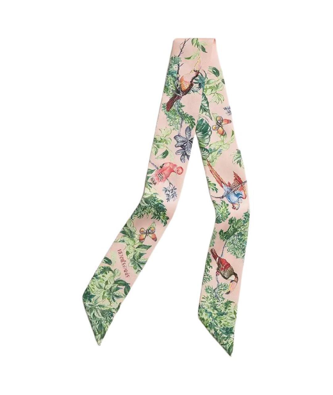 HERMES Розовый шелковый шарф, фото 1