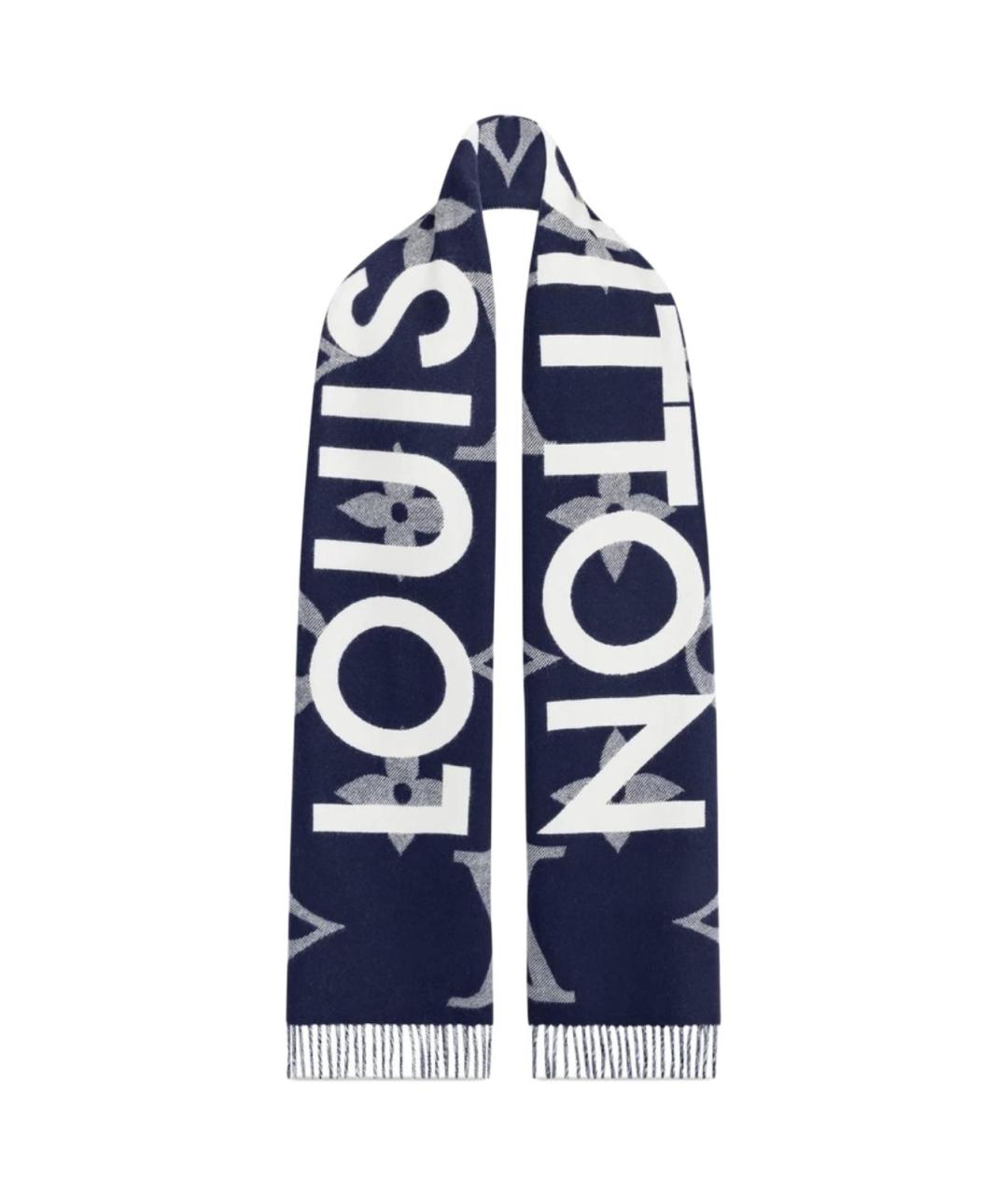 LOUIS VUITTON Темно-синий кашемировый шарф, фото 2