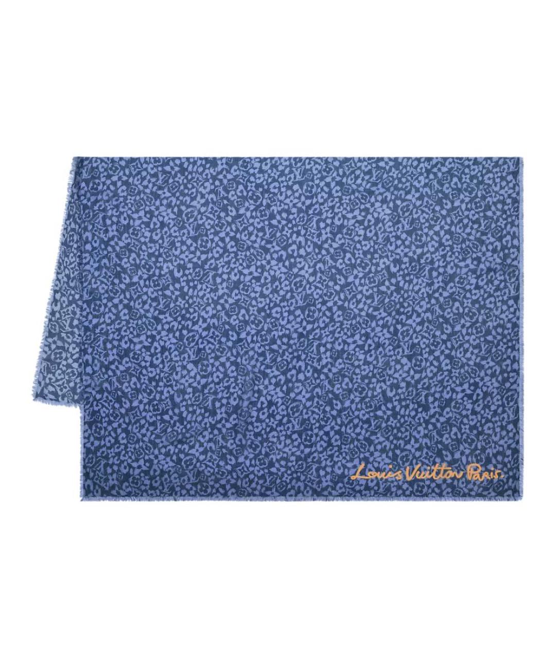 LOUIS VUITTON Синий шерстяной шарф, фото 3