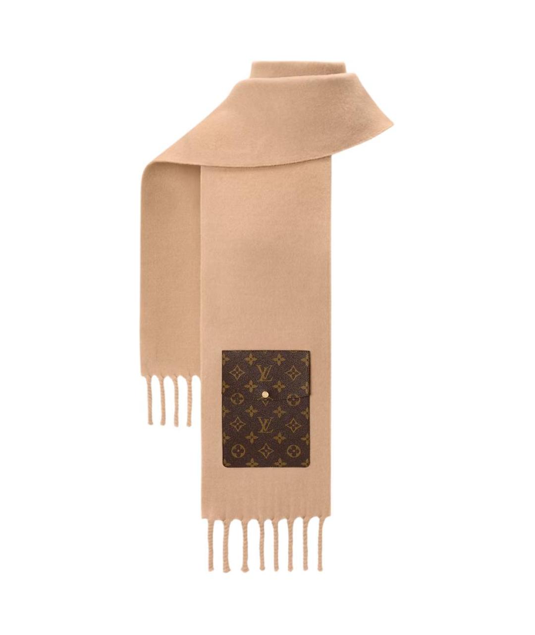LOUIS VUITTON Бежевый шерстяной шарф, фото 2