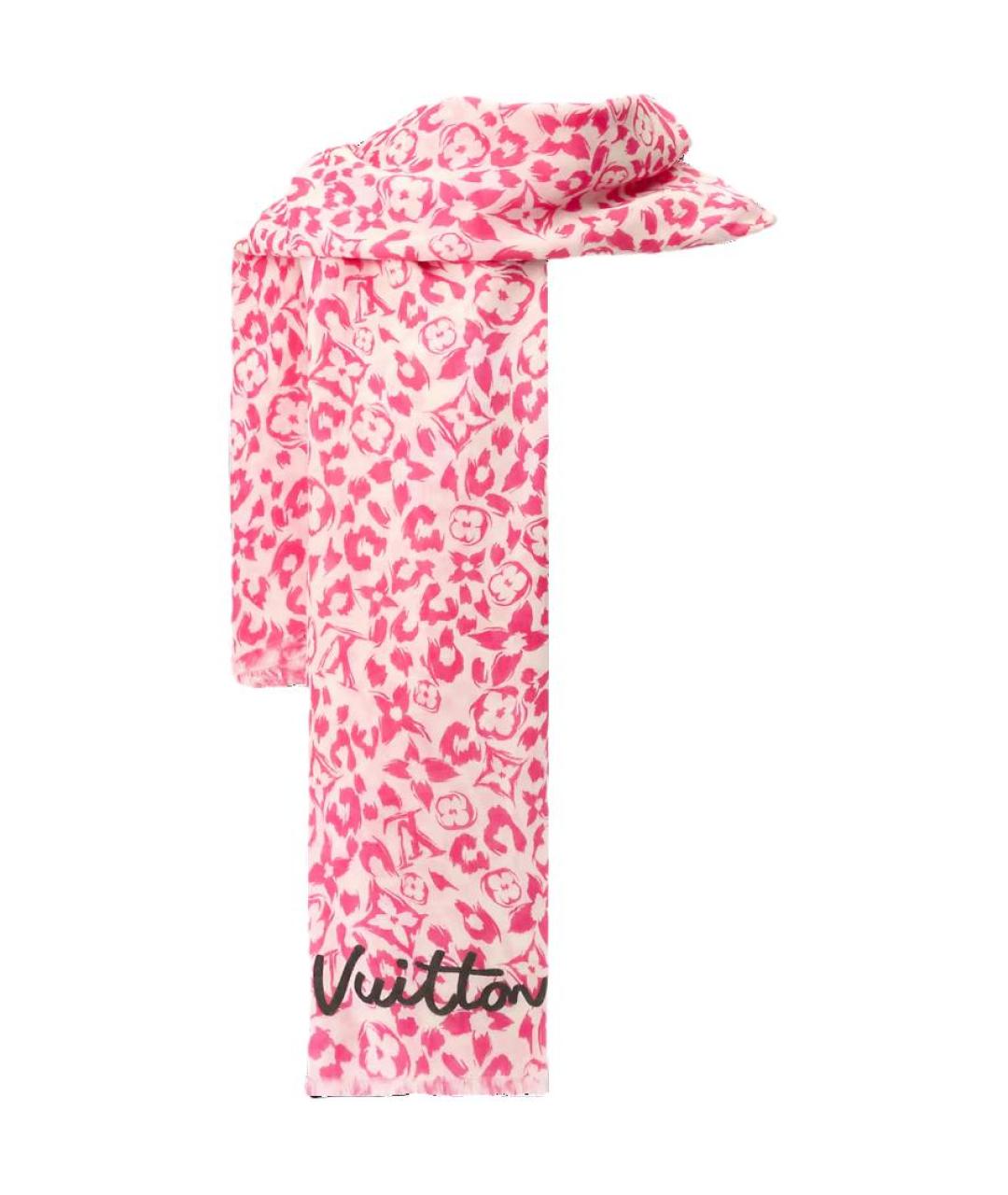 LOUIS VUITTON Розовый шерстяной шарф, фото 2