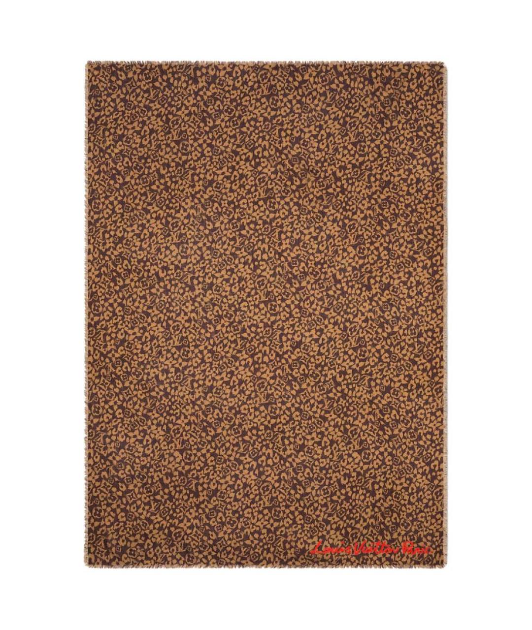 LOUIS VUITTON Коричневый шерстяной шарф, фото 3