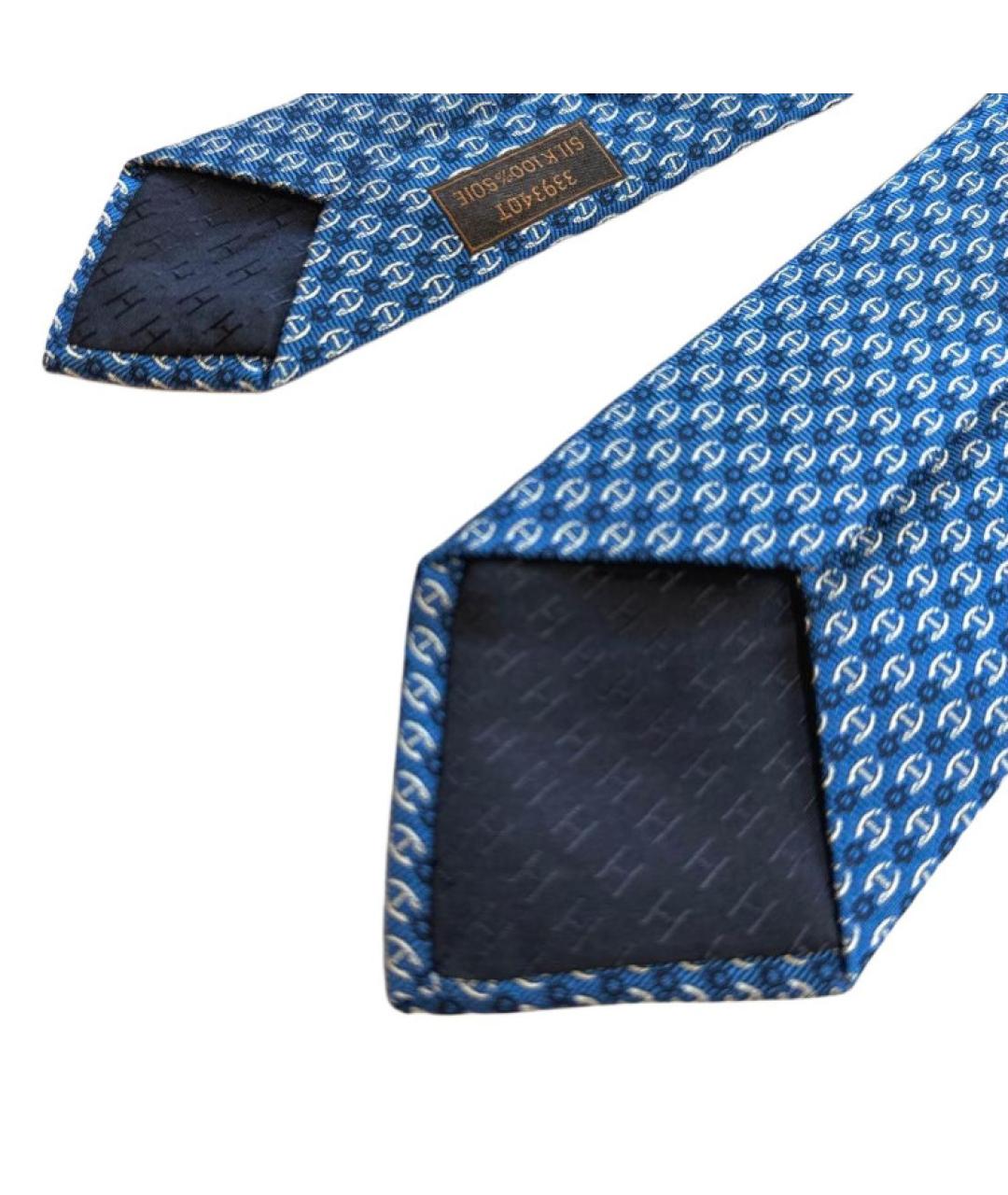 HERMES Синий шелковый галстук, фото 2