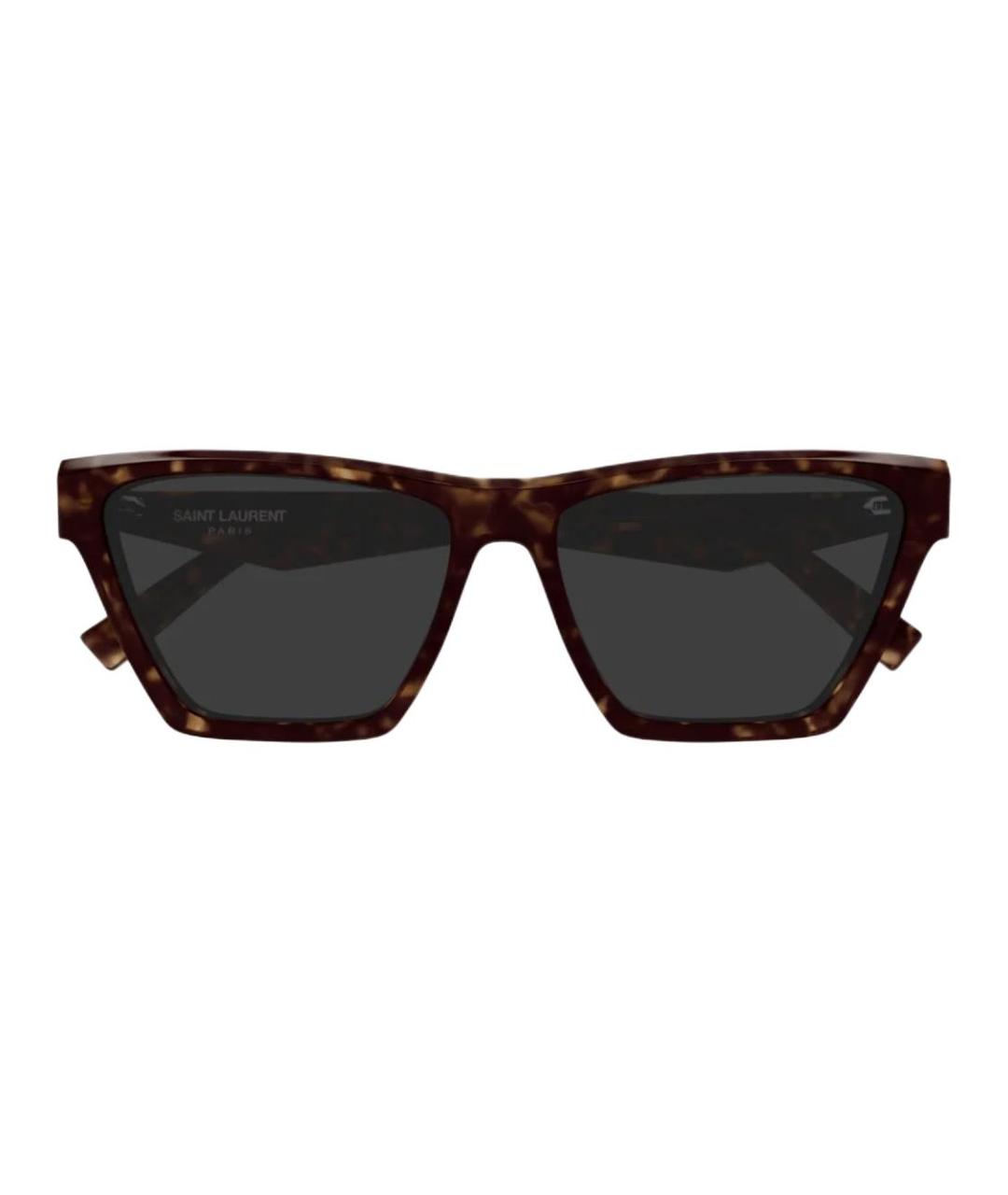 SAINT LAURENT Коричневые пластиковые солнцезащитные очки, фото 2